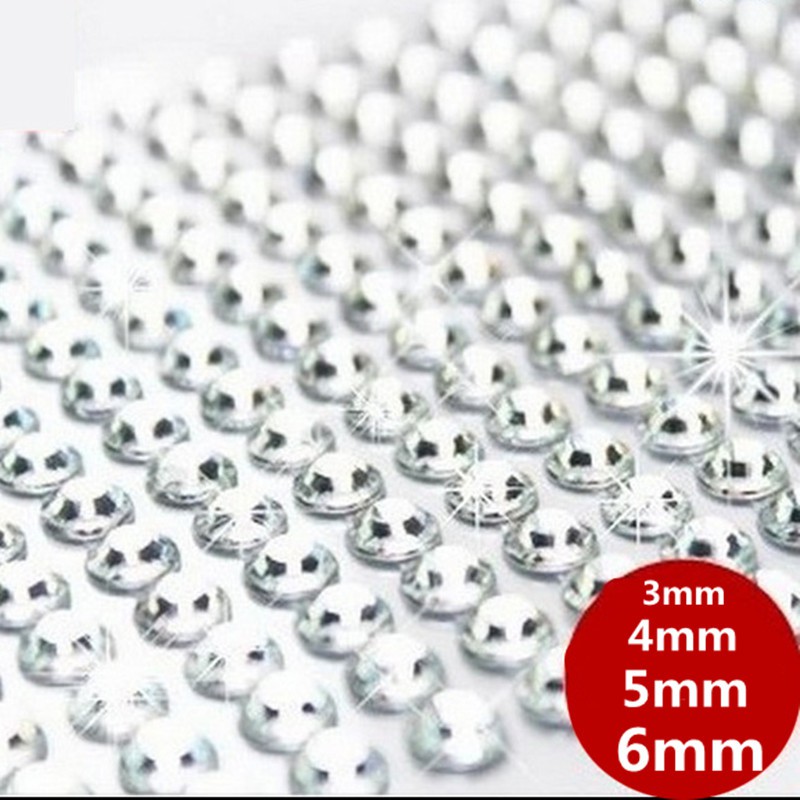 3/4/5/6 มม.อะคริลิคสีขาวคริสตัล Rhinestones Tattoo สติกเกอร์กาว Flatback Rhinestones สําหรับสมุดภาพ DIY/สติกเกอร์ตกแต่งมือถือ Decal จัดแต่งทรงผมสติกเกอร์เพชร