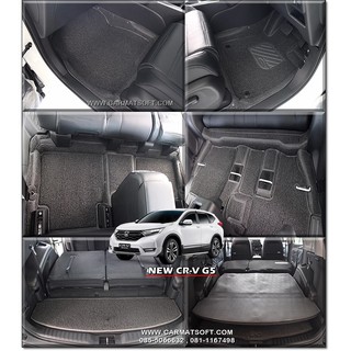 พรมดักฝุ่นไวนิลรีดขอบ NEW CR-V G5 2017 รุ่น VINYL MAT สีเทาเข้ม102 รีดขอบ +free แผ่นท้ายปิดเบาะหลัง เต็มคัน