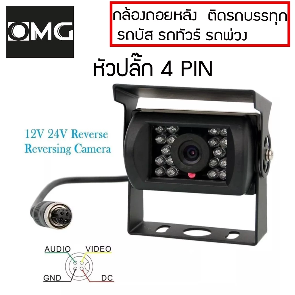 กล้องถอยหลังพร้อมเส้นกะระยะ ติดรถบรรทุก รถบัส รถทัวร์ รถคอนเทนเนอร์ รถ10ล้อ รถพ่วง (สีดำ) thumbnail 8