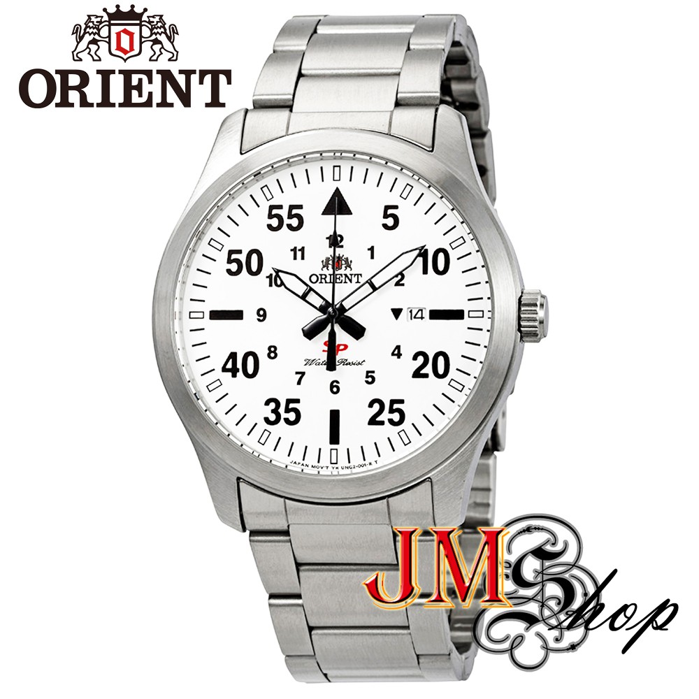 Orient Flight White Dial นาฬิกาข้อมือผู้ชาย สายสแตนเลส รุ่น FUNG2002W (หน้าปัดสีขาว)
