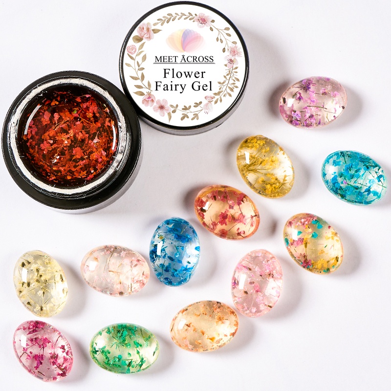 MTSSII MEET ACROSS ยาทาเล็บเจล ลายดอกไม้แห้ง ธรรมชาติ สําหรับตกแต่งเล็บ DIY Nail Art