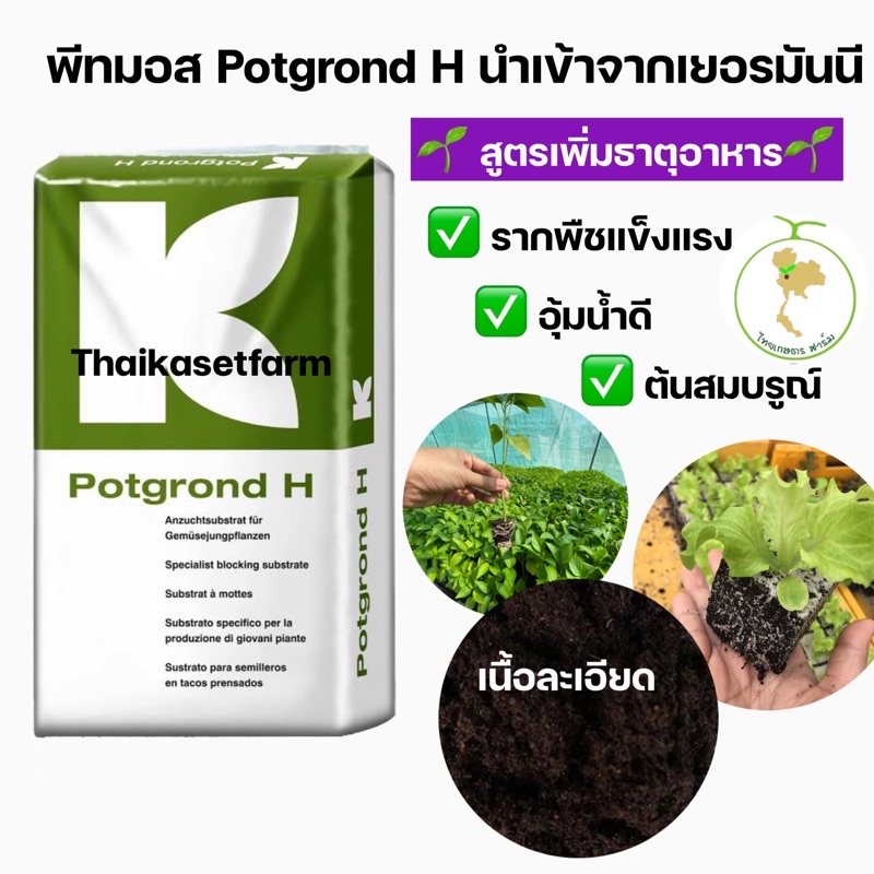 พีทมอสดินเพาะกล้าสำหรับเพาะต้นกล้า Potgrond H(นำเข้าจากเยอรมัน) พอทกราวด์คลาสแมน สูตรรากแข็งแรง