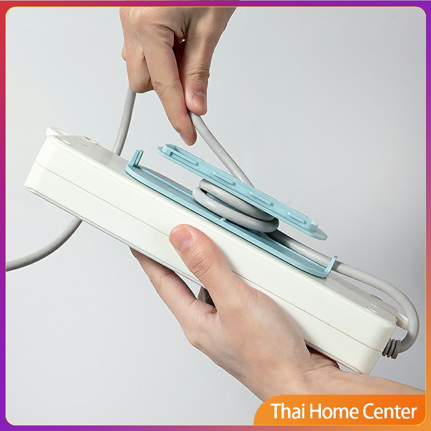 ที่เก็บสายปลั๊กไฟ 2 in 1  ที่ยึดรางแบบแขวนผนังไร้รอย ตัวยึดรางปลั๊ก ที่แขวนปลั๊กไฟ Socket retainer – โปรปัง