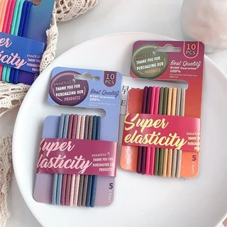 ยางมัดผม Princess Hair Elastics 1 เซท 5 สี 10 เส้น คุ้มสุดๆ ยางรัดผม ยืดหยุ่นดี ไม่ย้วย มาเป็นแพคเกจน่ารัก โดนัทมัดผม