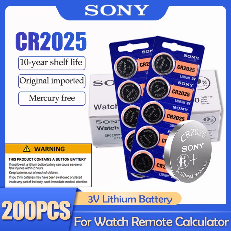 200PCS Sony CR2025 CR 2025 DL2025 BR2025 KCR2025 3V Lithium Battery For Watch Toy Remote Control But