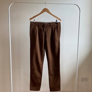 กางเกงขายาว Zara Brown Cotton Slimcut Pants