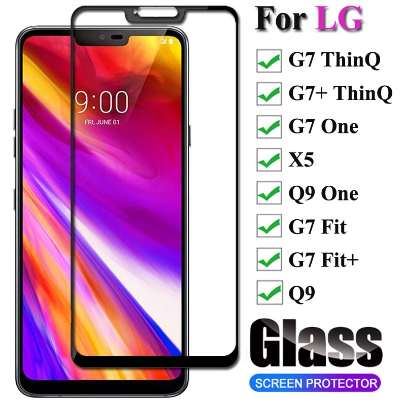 พรีเมี่ยมคลุมทั้งหมดกระจกนิรภัยสําหรับ LG G7 ThinQ ป้องกันหน้าจอกระจกป้องกันสําหรับ LG G7 One Fit Pl
