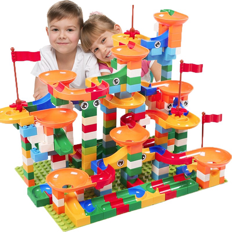 74296PCS Marble Race Run Block Compatible Lego Duplo Building Blocks