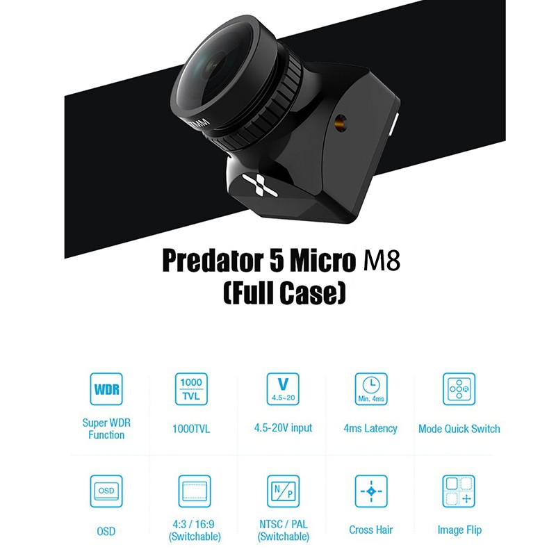 FOXEER Predator Micro-V5 Camera M8 PAL/NTSC Switchable 1.7Mm Lens 4Ms ...