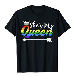 เสื้อยืดผ้าฝ้าย เสื้อยืด ผ้าฝ้าย พิมพ์ลายกราฟฟิค Shes My Queen Gay สไตล์ฮิปฮอป สําหรับคู่รัก