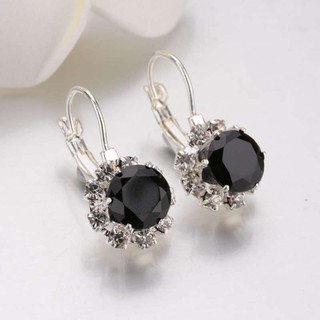 ﻿ต่างหู ตุ้มหู Big Gem Stone Rhinestone Drop Earrings AAA Zirconia Cuff Earring For Women Jewelry Pendientes - 1 คู่