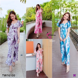 TW16100 Jumpsuit จั้มสูทขายาว คอเหลี่ยม