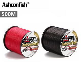 Ashconfish สาย PE ถัก4 เส้น ยาว 500เมตร Dyneema สาย PE X4 สายเบ็ดตกปลา สีดำ สีแดง