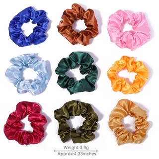 1 ชิ้น 4 นิ้ว ผู้หญิง หลากสี ผ้าไหม Scrunchie ยืดหยุ่น แฮนด์เมด ที่คาดผมหางม้า ที่คาดผม อุปกรณ์ผม