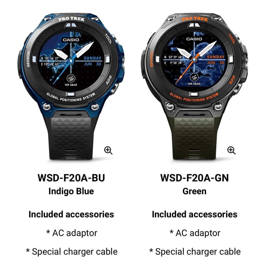 Casio ProTrek Smart WSD-F20 WSD-F20A นาฬิกาอัจริยะ Wear OS จาก Google มาพร้อมกับ GPS มีการรับประกันศูนย์ 1 ปี