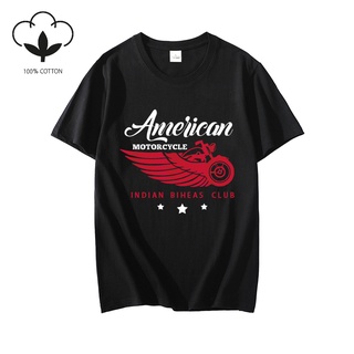 COD แฟชั่นที่กำหนดเอง แฟชั่นสบายๆ เสื้อ Motorcycle Rider American Motorcycle Indian Bikers Club T-Shirt Cotton เสื้อยืด