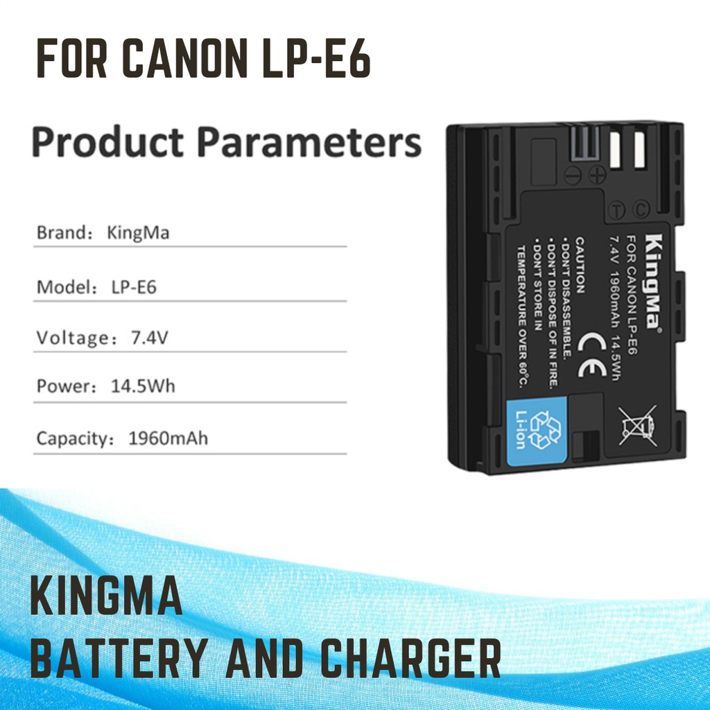 Kingma Canon LP-E6 แบตเตอรี่ และ ที่ชาร์จสำหรับ แบต LPE6 / LPE6N / LPE6NH (ประกันศูนย์ไทย1ปี)