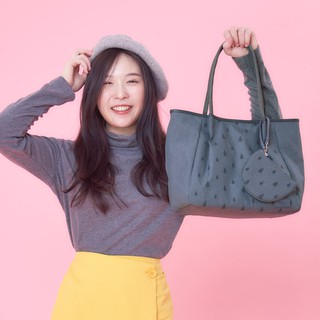 2way Tote สีเทาเข้ม สกรีนชื่อได้