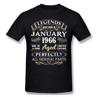 เสื้อยืดผ้าฝ้ายเสื้อยืดแขนสั้น ผ้าฝ้าย พิมพ์ลาย Legends Were Born In January 1966 สไตล์ฮาราจูกุ โอเวอร์ไซซ์ ของขวัญวันเก