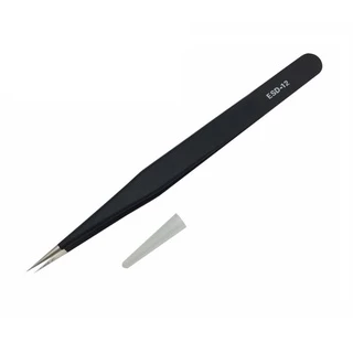 แหนบ สแตนเลสสตีล (ป้องกันไฟฟ้าสถิต) Tweezer ESD-12 ปลายหัวแหลม ตรง / ESD-15 ปลายหัวแหลม โค้ง รายละเอียด