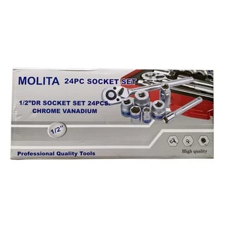 MOLITA TOOLS ชุดเครื่องมือ ประแจ ชุดบล็อก 24 ชิ้น ขนาด 1/2 (4หุน)