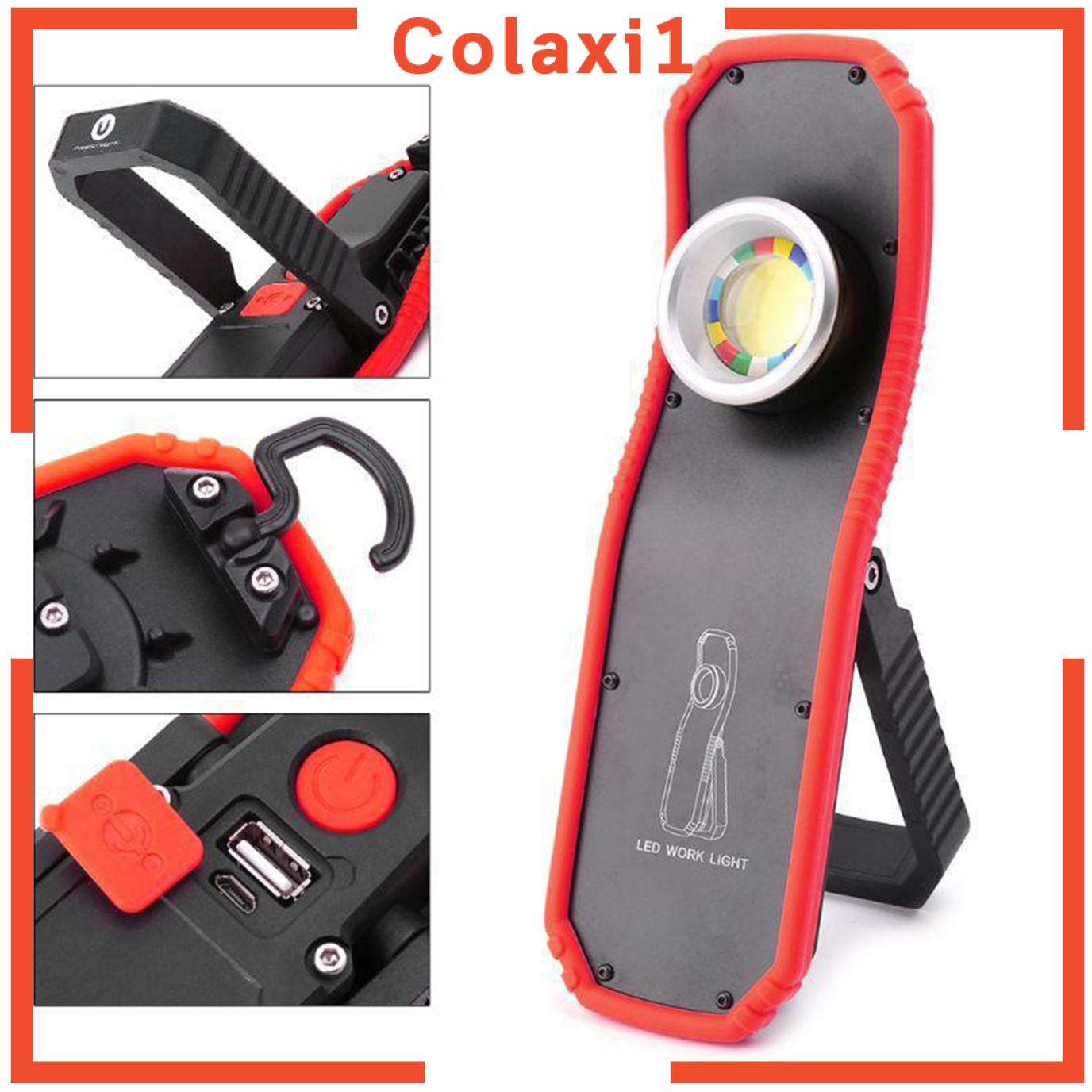 [COLAXI1] LED COB Flashlight Magnetic Camping High-Low Modes Lighting ...