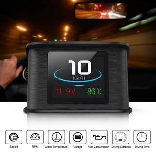 Car HUD P10 เครื่องวัดความเร็วน้ํามันเชื้อเพลิง GPS OBD HUD สําหรับรถยนต์