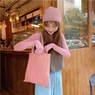 กระเป๋า Pleat tote bag ผ้าพลีท พับเก็บได้ มี 4 สี