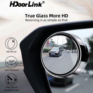 Hdoorlink ตัวหมุนปรับได้ 360 องศา 2 ชิ้น° กระจกมองหลัง มุมกว้าง ทรงกลม อุปกรณ์เสริม สําหรับรถยนต์