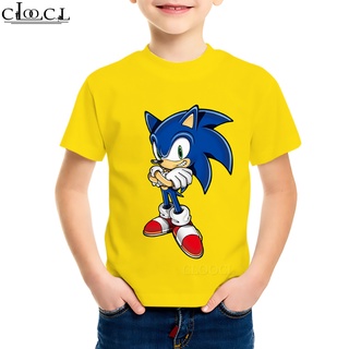 เสื้อยืดแขนสั้นลําลอง คอกลม พิมพ์ลายอนิเมะ Sonic The Hedgehog สไตล์ฮาราจูกุ สําหรับเด็ก