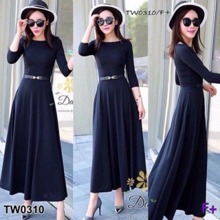 Maxi dress เดรสสีพื้นดำผ้าบลูเวฟ