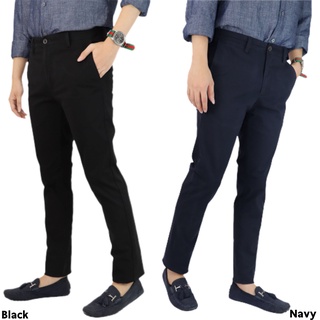 กางเกงชิโน่ขายาว cotton twill - bl5010 สีกรม,ดำ,เขียว,