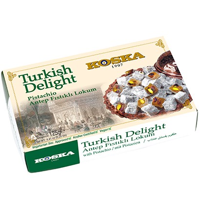เตอร์กิช ดีไลท์ Turkish Delight ขนมหวานชื่อดังจากประเทศตุรกี ขนาด 125 กรัม รสพิสตาชิโอ (Pistachio)Ex