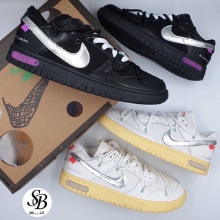 Nike Dunk Low Off White The 50 Black Silver and White Silver (size36-45)