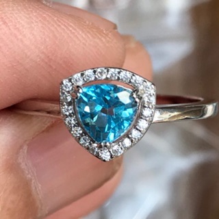 แหวนพลอยสวิสบลูโทปาส AAA SWISS BLUE TOPAZ ไซส์ 9 หรือ 59