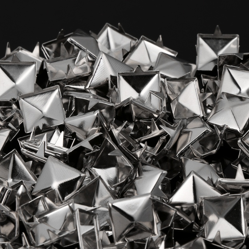 100pcs Square Rivet Metal Studs Spikes Nail Punk Shoes Belt Clothing Decor DIY - รูปที่ 7