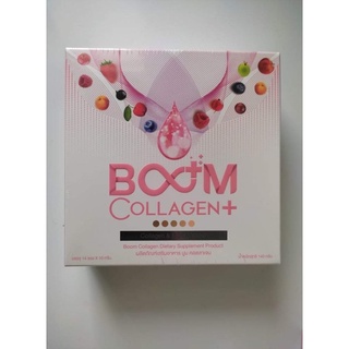 BOOM Collagen Plus บูม  คอลลาเจ ไตรเปบไทด์ จากปลาทะเล พร้อมสารสกัด 36 ชนิด  1 กล่อง มี 14 ซอง  140 กรัม