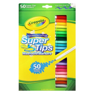 งานศิลปะ สีเมจิกซุปเปอร์ทิปส์ ล้างออกได้ CRAYOLA 50 สี อุปกรณ์เครื่องเขียน ของใช้ภายในบ้าน WASHABLE SUPER TIPS MARKERS C