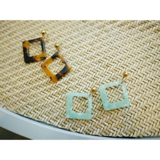 Square marble earring