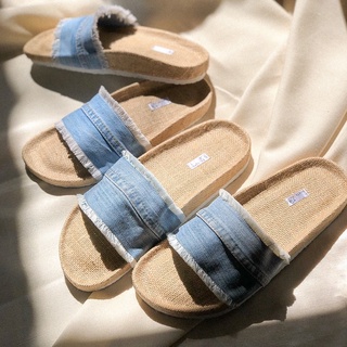 รองเท้าแตะยีนส์ แฮนด์เมด/Jeans Sandals Handmade