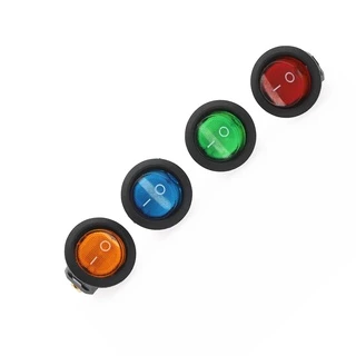 สวิตช์กลม เปิด/ปิด พร้อมไฟ LED DC 12V 20A ขนาด 20 มม. KCD1-5-101EN ON/OFF Round Rocker Toggle Switch Push Button Sw R20