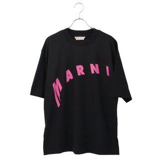 [S-5XL]เสื้อยืด ผ้าฝ้าย พิมพ์ลายโลโก้ Marni ทรงหลวม สีดํา สําหรับผู้ชาย