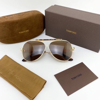 TOM FORD HOLDEN  FT0818 SUNGLASSES แว่นกันแดดแบรนด์ทอมฟอร์ด เลนส์ใหญ่ทรงโอเวอร์ไซส์ อะไหล่สีทอง ขาแว่นสีกระ เลนส์น้ำตาล