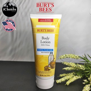 [Burts Bees] Body Lotion Milk &amp; Honey 170g  Normal to Dry Skin บอดี้โลชั่น บำรุงผิว เบิร์ตส์บีส์