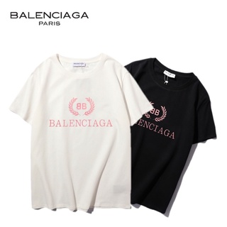 [S-5XL]เสื้อยืดแขนสั้นลําลอง ผ้าฝ้าย พิมพ์ลาย BAL-en-C-iaga ขนาดใหญ่ แฟชั่นคู่รัก สไตล์คลาสสิก สําหรับผู้ชาย และผู้หญิง