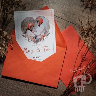 การ์ดเเต่งงาน (size 4x6", 6 Bhat พร้อมซอง) สามารถแก้ไขข้อความ, Free Template