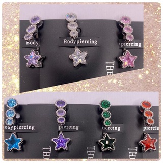 💖 จิวสะดือเกาหลี สแตนเลส 316L ประดับคริสตัล swarovski ขนาดก้าน 1.6 mm ความยาวทั้งหมดประมาณ 2.5 cm  งานพรีเมี่ยม