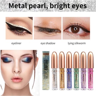 Glitter Liquid Eyeliner Pen เพิร์ล Sequins Shiny อายแชโดว์ Sequins Highlight Silkworm เล็บขนตาพราว Charming แต่งหน้า