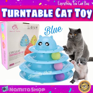 Turntable Cat Toy ของเล่นแมว รางบอล 3 ชั้น ชุดของเล่นแมว พร้อมลูกบอล 3 ลูก คละสี สุ่มสี