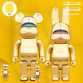 gachabox Bearbrick Rabbrick Sorayama Sexy Robot Gold version 2x100%+400% -  แบร์บริค พร้อมส่ง ของแท้ Be@rbrick ฟิกเกอร์